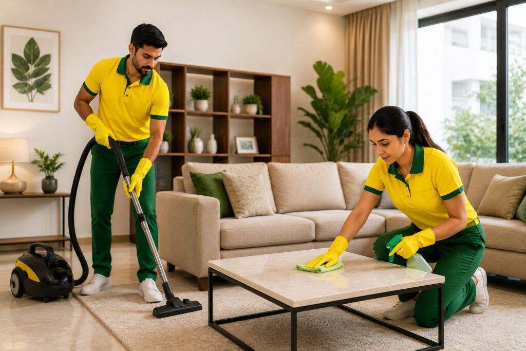 One couple performing home cleaning in vadodara